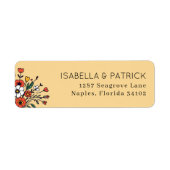 Warm Beige Floral Illustration Etiket (Voorkant)