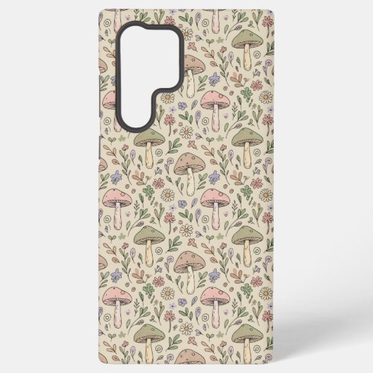 Warm Beige Fungi Seamless Pattern Samsung Galaxy Hoesje (Achterkant)