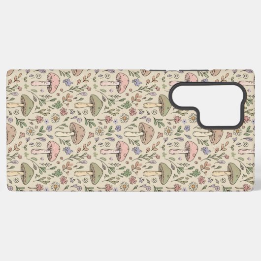 Warm Beige Fungi Seamless Pattern Samsung Galaxy Hoesje (Achterkant horizontaal)