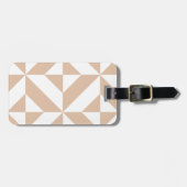 Warm Beige Geometric Deco Cube Patroon Bagagelabel (Voorkant horizontaal)