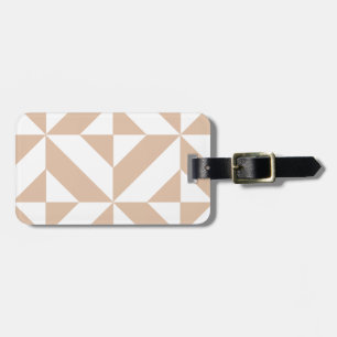 Warm Beige Geometric Deco Cube Patroon Bagagelabel