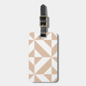 Warm Beige Geometric Deco Cube Patroon Bagagelabel (Voorkant verticaal)