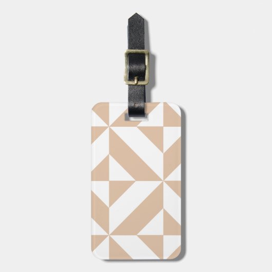 Warm Beige Geometric Deco Cube Patroon Bagagelabel (Voorkant verticaal)