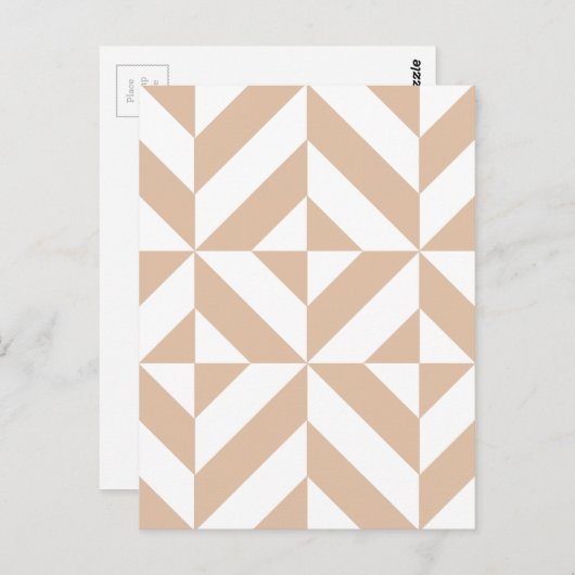Warm Beige Geometric Deco Cube Patroon Briefkaart (Voorkant / Achterkant)