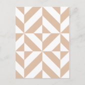 Warm Beige Geometric Deco Cube Patroon Briefkaart (Voorkant)