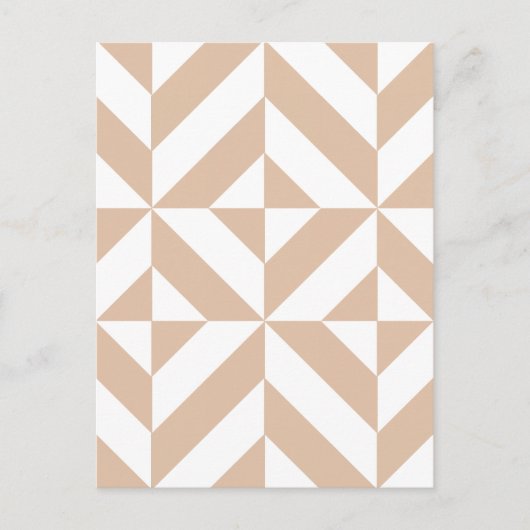 Warm Beige Geometric Deco Cube Patroon Briefkaart (Voorkant)