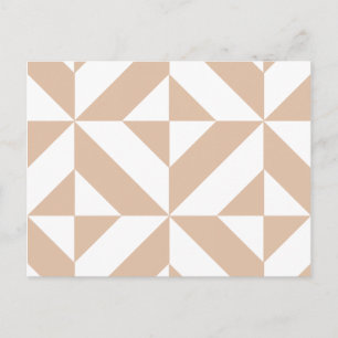 Warm Beige Geometric Deco Cube Patroon Briefkaart