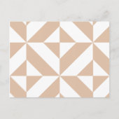 Warm Beige Geometric Deco Cube Patroon Briefkaart (Voorkant)