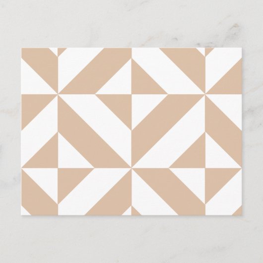 Warm Beige Geometric Deco Cube Patroon Briefkaart (Voorkant)