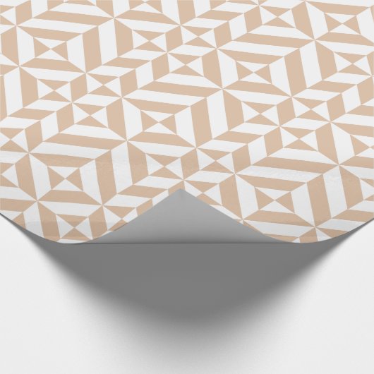 Warm Beige Geometric Deco Cube Patroon Cadeaupapier (Hoek)