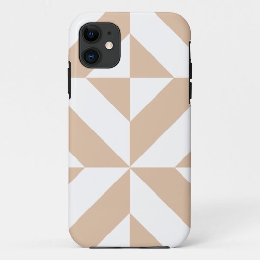 Warm Beige Geometric Deco Cube Patroon Case-Mate iPhone Case (Achterkant)