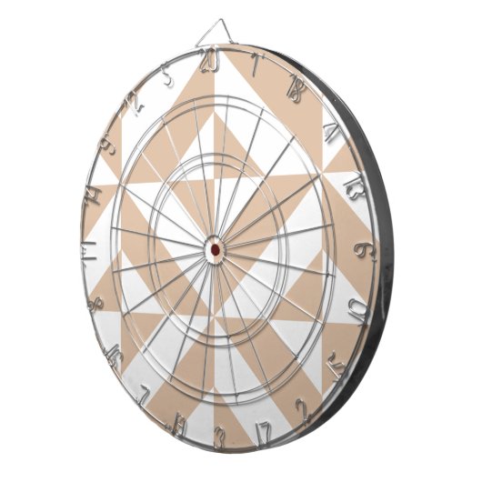 Warm Beige Geometric Deco Cube Patroon Dartbord (Voorkant Rechts)