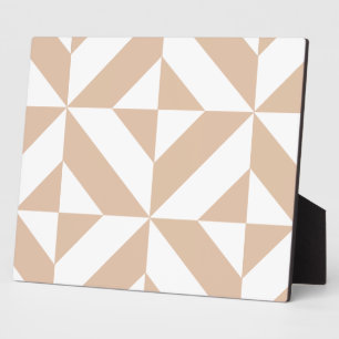 Warm Beige Geometric Deco Cube Patroon Fotoplaat