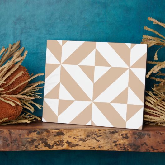 Warm Beige Geometric Deco Cube Patroon Fotoplaat (Zijkant)