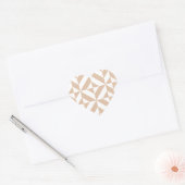 Warm Beige Geometric Deco Cube Patroon Hart Sticker (Envelop)