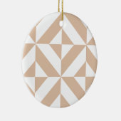 Warm Beige Geometric Deco Cube Patroon Keramisch Ornament (Rechts)