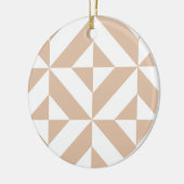 Warm Beige Geometric Deco Cube Patroon Keramisch Ornament (Links)