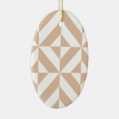Warm Beige Geometric Deco Cube Patroon Keramisch Ornament (Rechts)