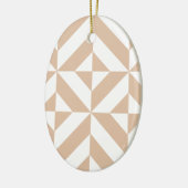 Warm Beige Geometric Deco Cube Patroon Keramisch Ornament (Links)