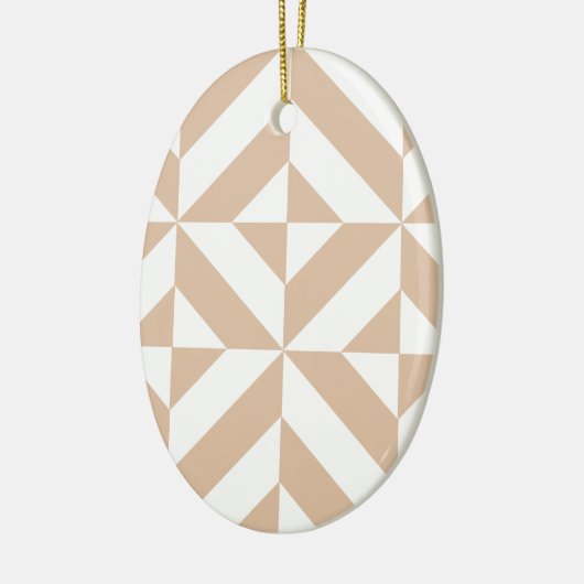 Warm Beige Geometric Deco Cube Patroon Keramisch Ornament (Links)