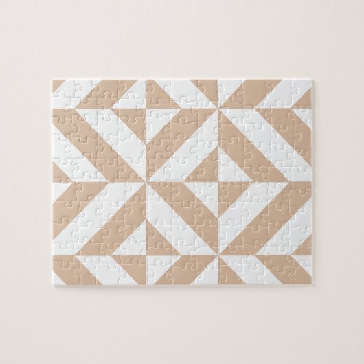 Warm Beige Geometric Deco Cube Patroon Legpuzzel (Horizontaal)