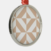 Warm Beige Geometric Deco Cube Patroon Metalen Ornament (Rechts)
