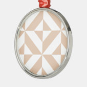 Warm Beige Geometric Deco Cube Patroon Metalen Ornament (Links)