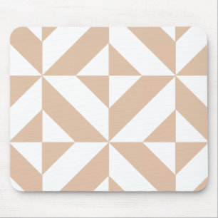 Warm Beige Geometric Deco Cube Patroon Muismat