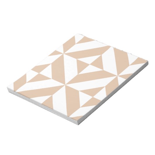 Warm Beige Geometric Deco Cube Patroon Notitieblok (Linkerzijde)