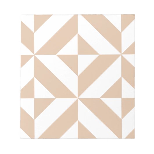 Warm Beige Geometric Deco Cube Patroon Notitieblok (Voorkant)