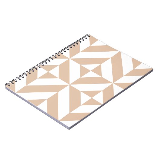 Warm Beige Geometric Deco Cube Patroon Notitieboek (Linkerzijde)