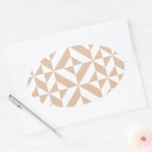 Warm Beige Geometric Deco Cube Patroon Ovale Sticker (Envelop)