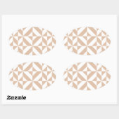 Warm Beige Geometric Deco Cube Patroon Ovale Sticker (Vel)