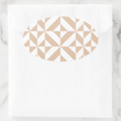 Warm Beige Geometric Deco Cube Patroon Ovale Sticker (Tas)