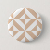 Warm Beige Geometric Deco Cube Patroon Ronde Button 5,7 Cm (Voorkant)