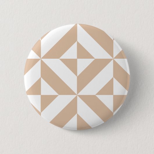 Warm Beige Geometric Deco Cube Patroon Ronde Button 5,7 Cm (Voorkant)