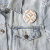 Warm Beige Geometric Deco Cube Patroon Ronde Button 5,7 Cm (In situ)