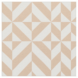 Warm Beige Geometric Deco Cube Patroon Stof