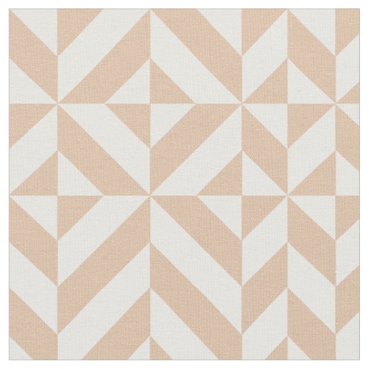 Warm Beige Geometric Deco Cube Patroon Stof (Close Up)