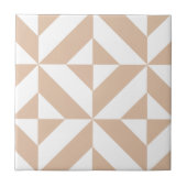 Warm Beige Geometric Deco Cube Patroon Tegeltje (Voorkant)