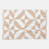 Warm Beige Geometric Deco Cube Patroon Theedoek (Horizontaal)