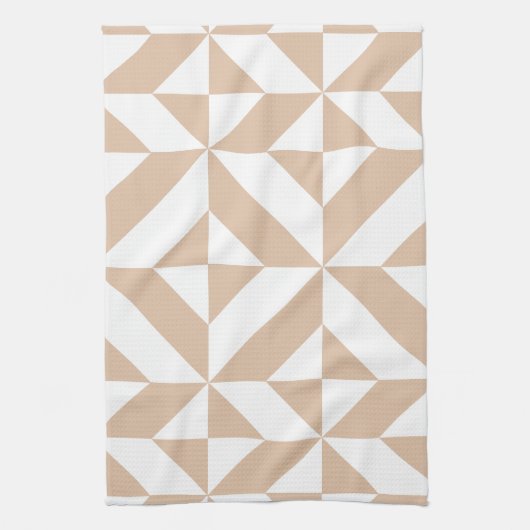 Warm Beige Geometric Deco Cube Patroon Theedoek (Verticaal)