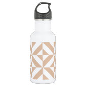 Warm Beige Geometric Deco Cube Patroon Waterfles (Voorkant)