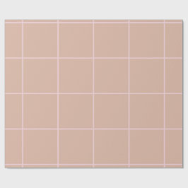 Warm Beige Grid Pattern Minimal Soft Check Design Cadeaupapier