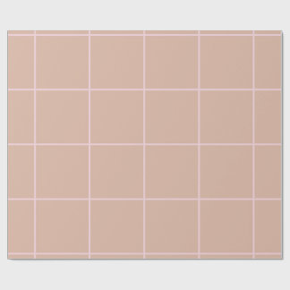Warm Beige Grid Pattern Minimal Soft Check Design Cadeaupapier