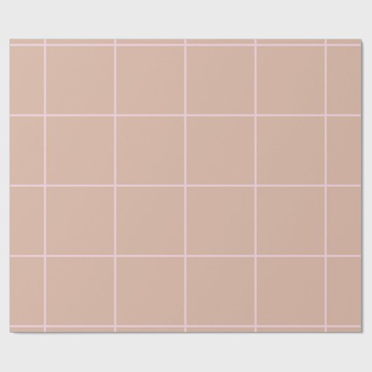 Warm Beige Grid Pattern Minimal Soft Check Design Cadeaupapier (Vlak)