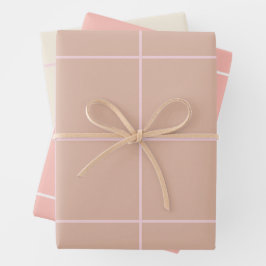 Warm Beige Grid Pattern Minimal Soft Check Design Inpakpapier Vel