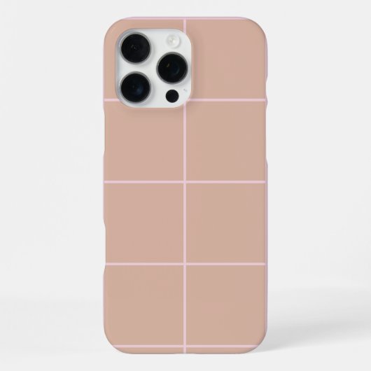 Warm Beige Grid Pattern Minimal Soft Check Design iPhone Hoesje (Achterkant)