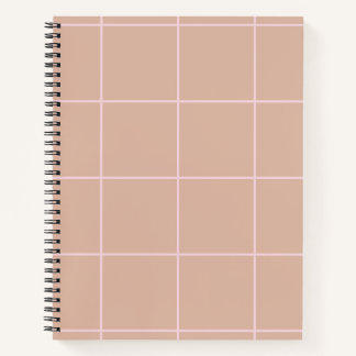 Warm Beige Grid Pattern Minimal Soft Check Design Notitieboek