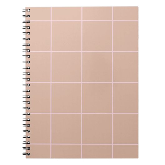 Warm Beige Grid Pattern Minimal Soft Check Design Notitieboek (Voorkant)